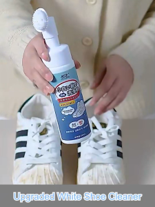 White Shoe Cleaner Foam200ml busa cuci kasut| No-Wash Sneaker Stain Remover Built-in BrushWhitener for Canvas Leather Shoes pencuci kasut tanpa bilas