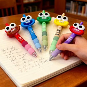 5 cute and creative ballpoint pens black 0.5mm fine-tipped pens suitable for school office and as a student gift.