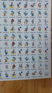 Sticker khen chữ VỊT DONAN 40k 5 tờ A4 x 129 Stick/tờ - Mã A435