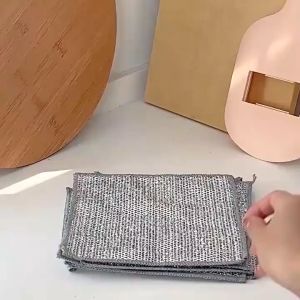 Double Layer Wire Wipe Multifunction Cloth Kitchen Wipe Fruit Vegetable Multifunction 20X20cm 双层钢丝清洁布