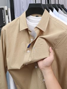 Áo Sơ Mi Nam Dài Tay Màu Trơn 100% Cotton Nguyên Chất Thường Ngày Công Sở Mùa Thu Chống Thấm Nước Cotton Pha Lê
