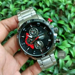 MIRETE HITAM Full Balck JAM Tangan Pria Analog Tahan Air FULL Stainless Steel // Tanggal Hari aktif