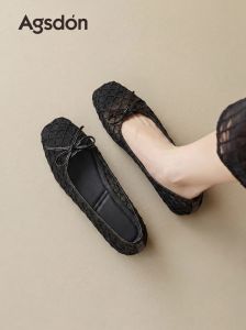 Agsdon | Lace Hollow French Style Slip On Casual Shoes