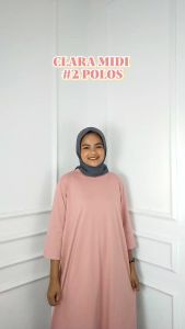 Long Tunik Terbaru 2023 Viral Clara Midi #2 Polos Bahan Kaos Katun Combed 24s Midi Dress Wanita