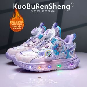 KUOBURENSHENG | Glowing Insulated Girls Sport Shoes With Rotary Button