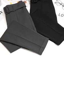 Quần vải nữ chất RU.BY cạp liền kèm đai-XMTĐ-mã quần thắt lưng