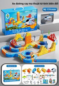 Hui Cheng Toys | Bộ Xây Dựng Đường Ray Từ Tính Giáo Dục DIY Tàu Lệch Trùng Lực
