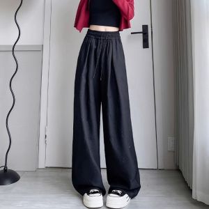 กางเกงขายาวทรงหลวมสไตล์เกาหลีสำหรับผู้หญิง กางเกงขายาวทรงตรงแบบมีกระเป๋า ทรงหลวม ทรงเข้ารูป ทรงลำลอง เอวสูง ทรงสลิมฟิต