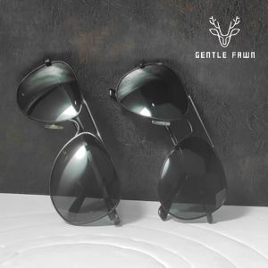 GENTLE FAWN Kacamata Hitam Sunglasses Style Aviator Polarized Anti UV 400 Silau Metal Kaki Tebal Fashion Pria Dan Wanita 8722