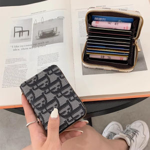 Anti-Magnetic Card Holder Womens Compact Premium Large Capacity Zipper Document Storage Bank Card Case Multi-Card Slot