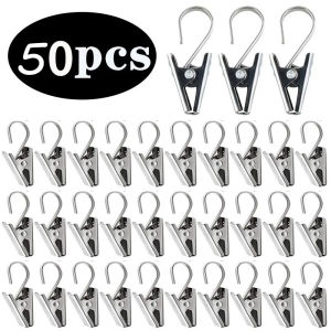 【💪Super Durable】50Pcs Stainless Steel Sturdy Durable Clothes Hanger Window Curtain Clips Drapery Hook Home Window Decor Accessories