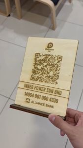 Custom Wood QR Code Pay E-Wallet Scan DuitNow Touch n Go Display Signage