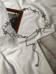 Harajuku Style Metal Chain Link Waist Chain Womens Simple Match Dress Hollow out Design Belt Hip Hop Style Single Circle Buckle