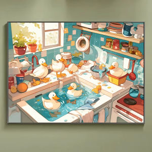 Kayou | Oil Painting By Numbers Kits The Duck in The Kitchen Number Drawing Canvas DIY Pictures By Numbers Unframed Home Decor Art Gift