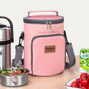 Lunch Bag Hand Carry Heat Preservation Bag Aluminum Foil Thickening round Bento Bag for Lunch Box Tote Bag Good-looking Insulated Lunch Box Bag