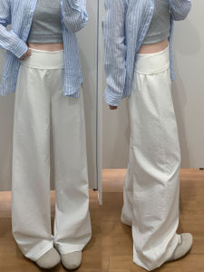 Quần Ống Rộng Thường Ngày Thanh Lịch Giản Dị Mùa Hè Cho Nữ Cạp Cao Dài Bằng Vải Cotton Thoáng Khí Quần Ống Rộng Thoải Mái