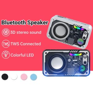 📻【Readystock】 + FREE Shipping 📻 V1 Transparent Mecha Wireless Bluetooth Speaker Sound Light Rhythm Subwoofer TWS Stereo Cyberpunk Music Center Hands-free Call