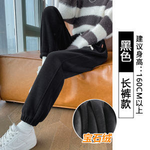 กางเกงวอร์มคอร์ดูรอยสำหรับผู้หญิง กางเกงวอร์มขนแกะหนา ทรงหลวม ทรงลำลอง ฤดูใบไม้ร่วง/ฤดูหนาว กางเกงขายาวเอวสูง ทรงฮาราจูกุ