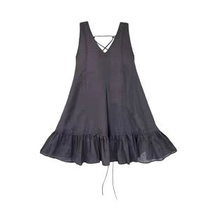 YUEZHONGWEI | Áo vest không tay cổ chữ V dáng rộng mùa hè cho nữ Áo khoác ngoài thường ngày bằng vải polyester dài vừa phải