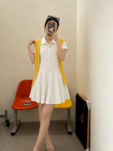YUEZHONGWEI | Turn-Down Collar Short Sleeve Cape Dress for Special Occasions