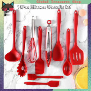 10pcs Set Black/Red Silicone Kitchenware Non-stick Cooking Tool Cookware Utensil Kitchen Cookware Tools
