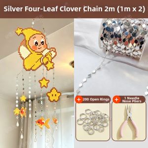 YUGUANG | DIY Four-leaf Clover Charm Keychain Chain Wind Chime Accessory