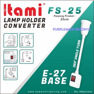 Itami Fitting Lampu E27 Cabang 1 dengan Saklar On Off Socket Adaptor 25cm FS 25