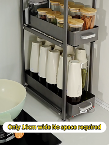 SimpleJoy 2/3 Tier Spice Rack Pull Out Kitchen Organizer Multilayer Storage Shelf with Non-Slip Suction Base