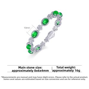 AILEQ | Elegant Chinese-Style Green Jade Silver Bracelet