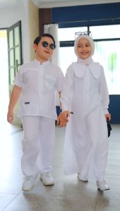 Setelan Couple Baju Muslim Y2 Kidwear - Koko Kurta Anak Laki-Laki dan Gamis Anak Perempuan Modern