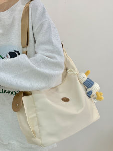 Large Capacity Nylon Canvas Bag Female 2023 New Arrival Trendy Ins Idle Style Shoulder Bag Student Class Messenger Bag