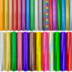 Glitter Heat Press Vinyl Sheet 20x25cm - Iron On for T-Shirt Home Decor Tablecloth DIY - HTV Film Compatible with Silhouette