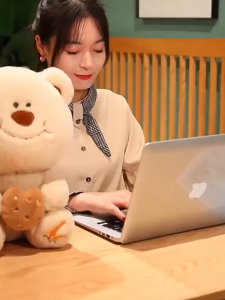 gấᴜ Bông gấᴜ Mặt Cười Cầm Bánh gấᴜ Đeo nơ Hàng quảng Châu Lông Mịn