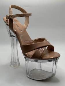 Elegant Glass Pageant Heels 7inches high heels Nude and black color size 35-40