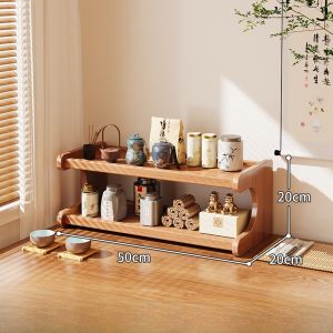New Chinese Style Tea Cup Rack Non-Solid Wood Display Stand Small Tea Leaf Storage Shelf for Tea Room Bamboo Material