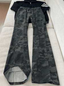 LIUBU | Camouflage Flared Stylish Destructed Carpenter Jeans