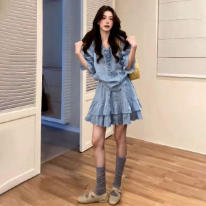 AICAILIN | Đầm Hè Nữ Phong Cách Pháp Elegante Màu Xanh