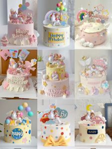 Big Head Unicorn Online Celebrity Beautiful Girl Cake Decoration Little Fairy Little Princess Birthday Dessert Table Plug-in