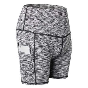 High Waist Drying Fast Sport Tights with Pockets Three Quarter Shorts