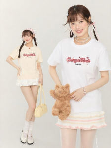 Gbiaior | Áo Thun Tay Ngắn Oversized In Chữ Thiết Kế Mỹ