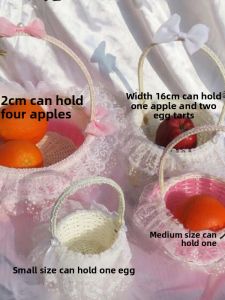 Handheld Wicker Flower Girl Basket Performance Candy Storage Basket Easter Egg Hunt Decoration Traditional Chinese Style Basket