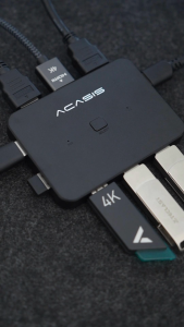 Acasis Dual PC 4K60Hz KVM Switch: 2-in-1 USB 3.0 Monitor Sharing One-Key Switch & Multi-OS Support for Windows/Mac/Linux