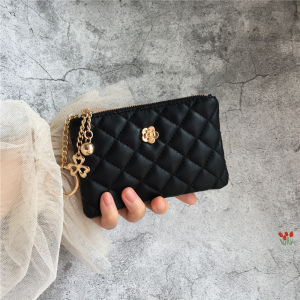Mini Womens Wallet Short Thin New Style Driving License Key Bag Card Holder Tea Flower Diamond Zipper Coin Purse