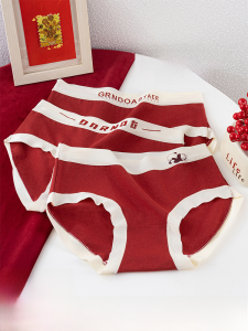 Pure Cotton Underwear Women Snake Year Red New Year Antibacterial Youth Shorts mid Waist Briefs Seamless Comfortable Panties