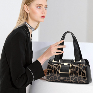 Túi Xách Nữ Da Thật Aidrani Dung Tích Lớn Cổ Điển Họa Tiết Da Báo Đeo Vai Đeo Chéo Túi Boston Thời Trang Da Bò