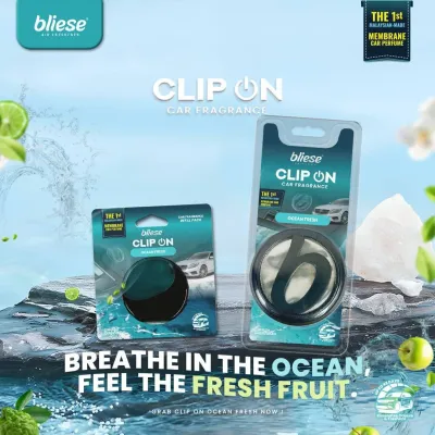 Bliese Clip On Car Perfume | Membrane Car Fragrance | Tahan Lama Hingga 45 Hari | Air Freshener Kereta Original