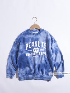 Spring New Mens Childrens Tie Dye Cute Little Dog Medium Large Childrens Thin Fleece Long Sleeve Sweatshirt Boys Top