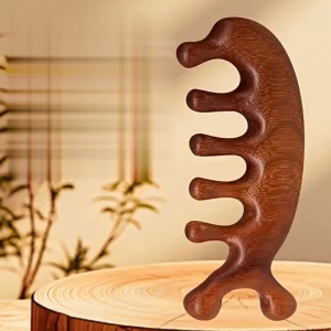 FH-C1355 Sisir Pijat Kepala Bahan Kayu Terapi Rambut kulit Serbaguna / Kerokan Sisir Gigi Relaksasi