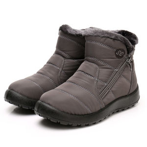 Giày Vải Bắc Kinh Cổ Giày Bông Cho Mẹ Mùa Đông Cho Nữ Bốt Đi Tuyết Giữ Ấm Cho Người Trung Niên Và Cao Tuổi Bốt Bông Bốt Ngắn Lót Lông Chống Lạnh Dày Hơn