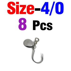 8Pcs 1/0 2/0 3/0 4/0 Saltwater High Carbon Steel Fishing Hooks for Freshwater Single Barbed Bottom Fishing Hooks for Carp Bass